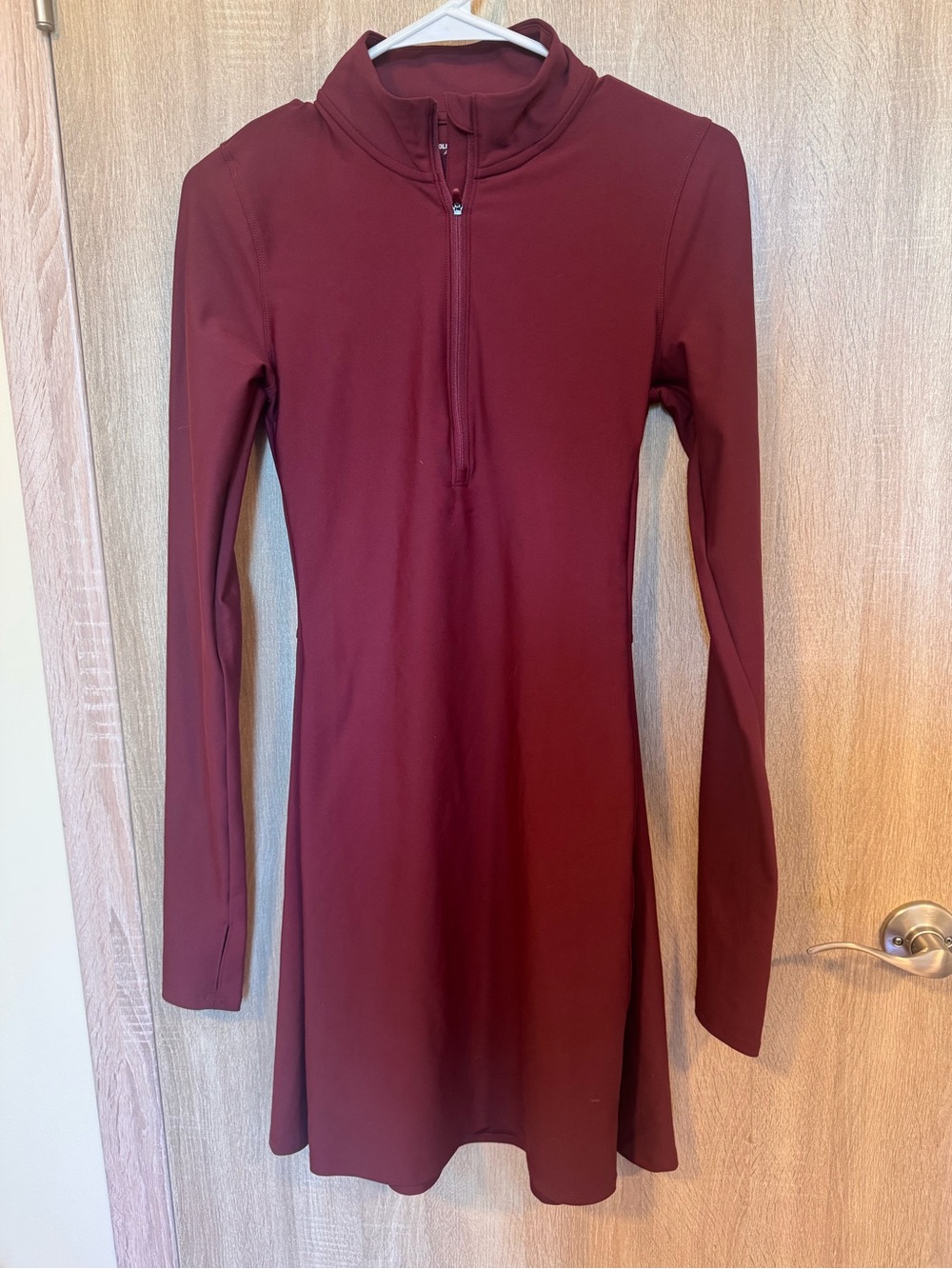 Old Navy Long-Sleeve Zip-Front Dress in Deep Wine